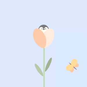 お花とペンギン