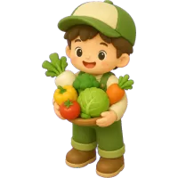 Boy Holding Vegetables