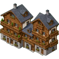 chalets with wooden balconies