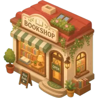 glowing bookshop