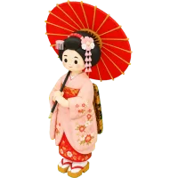 Maiko with a Red Wagasa Parasol