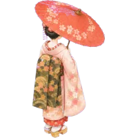 Maiko with a Wagasa Parasol (Back)