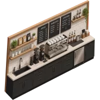 Modern Coffee Shop Back Bar