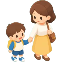 Mother and Son Holding Hands