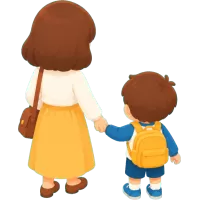 Mother and Son Holding Hands (Back)