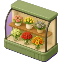 Stylized flower display case showcase