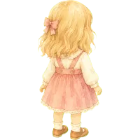 Watercolor Blonde Girl (Back)