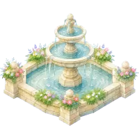 Watercolor Garden Fountain