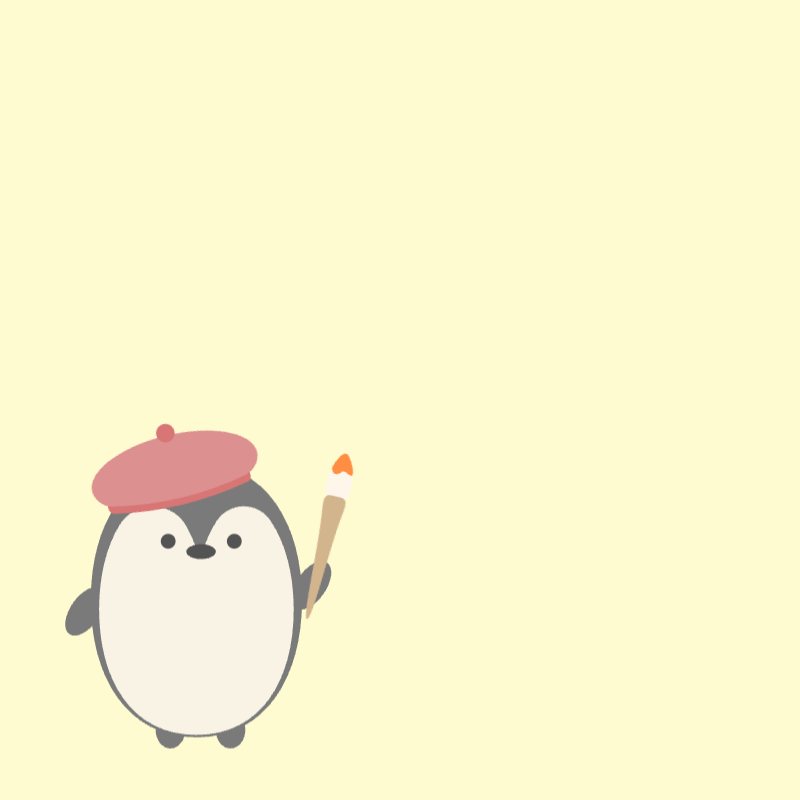アートの旅をするペンギン